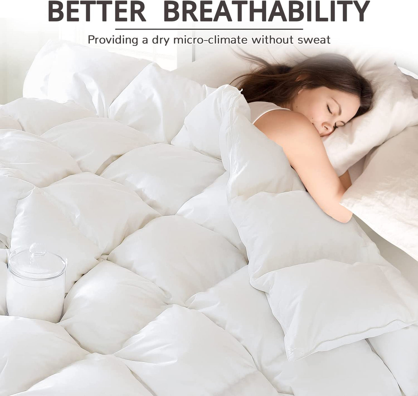 Goose down Comforter King Size All Season Duvet Insert Ultra-Soft 100% Cotton, 45OZ,650 Fill Power, Medium Warmth with Corner Tabs, White.…