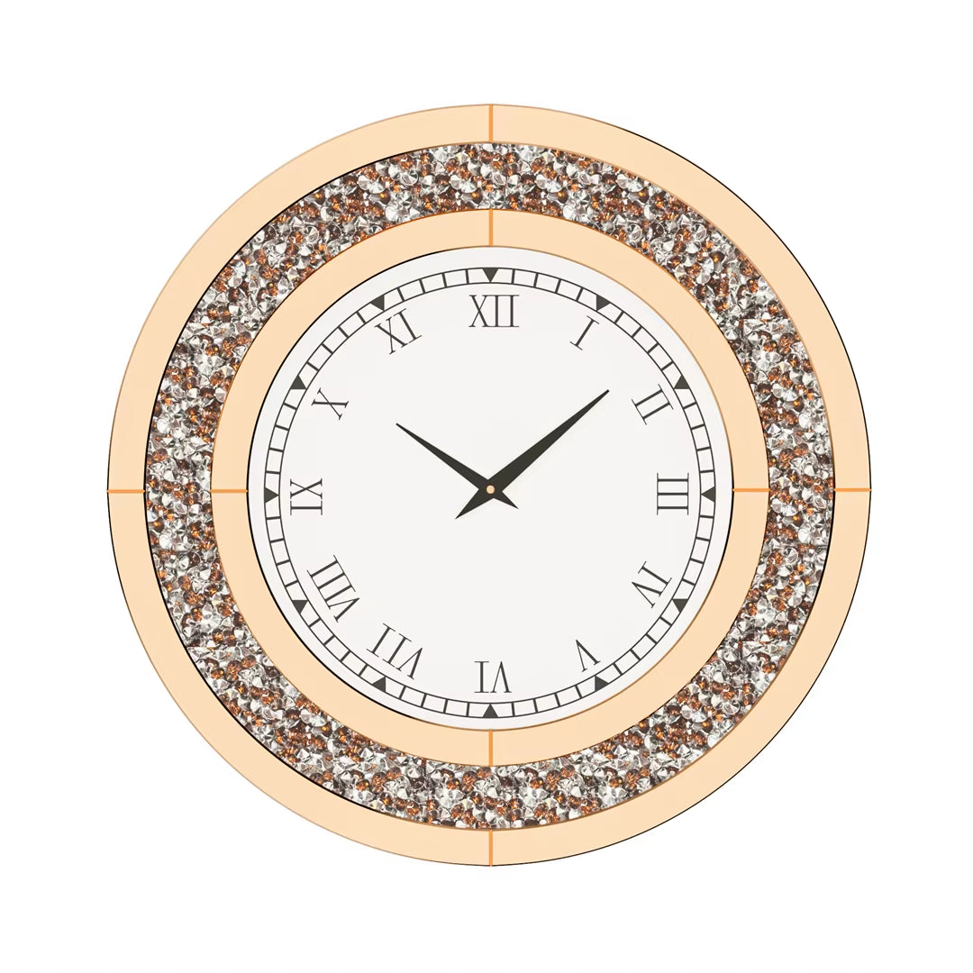 LUVODI 32Inch Modern 3D Wall Clock Large Diamond Crystal Living Room Kitchen Bedroom Hall Clock with Roman Numerals