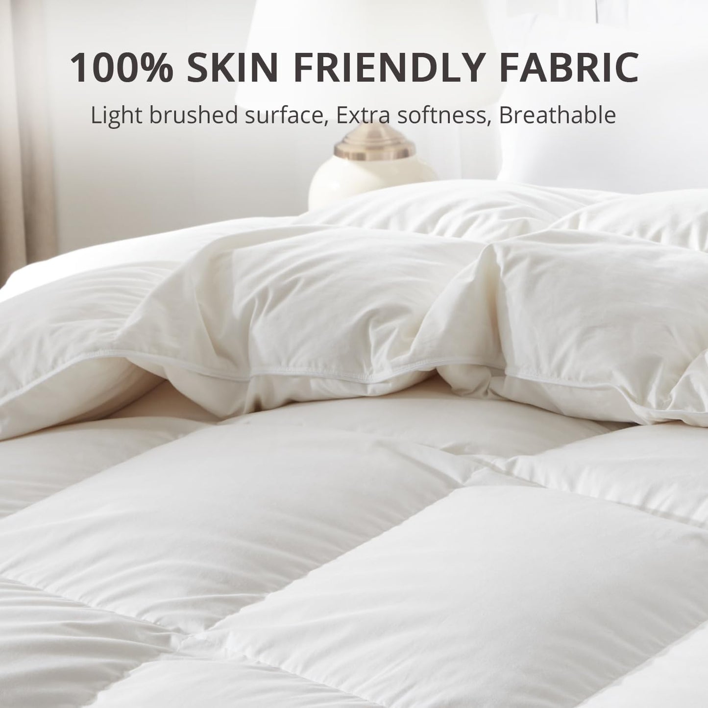 Goose down Comforter King Size All Season Duvet Insert Ultra-Soft 100% Cotton, 45OZ,650 Fill Power, Medium Warmth with Corner Tabs, White.…