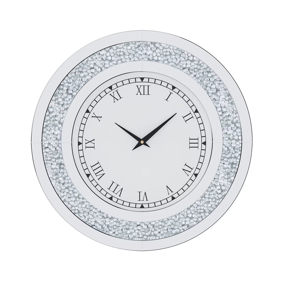 LUVODI 32Inch Modern 3D Wall Clock Large Diamond Crystal Living Room Kitchen Bedroom Hall Clock with Roman Numerals