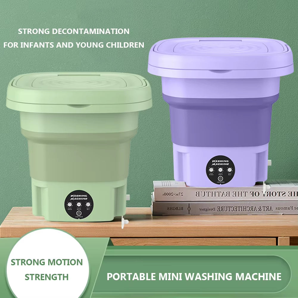 6.5/8L Foldable Washing Machine Portable Socks Underwear Panties Retractable Household Washing Machine 3 Model with Spinning Dry