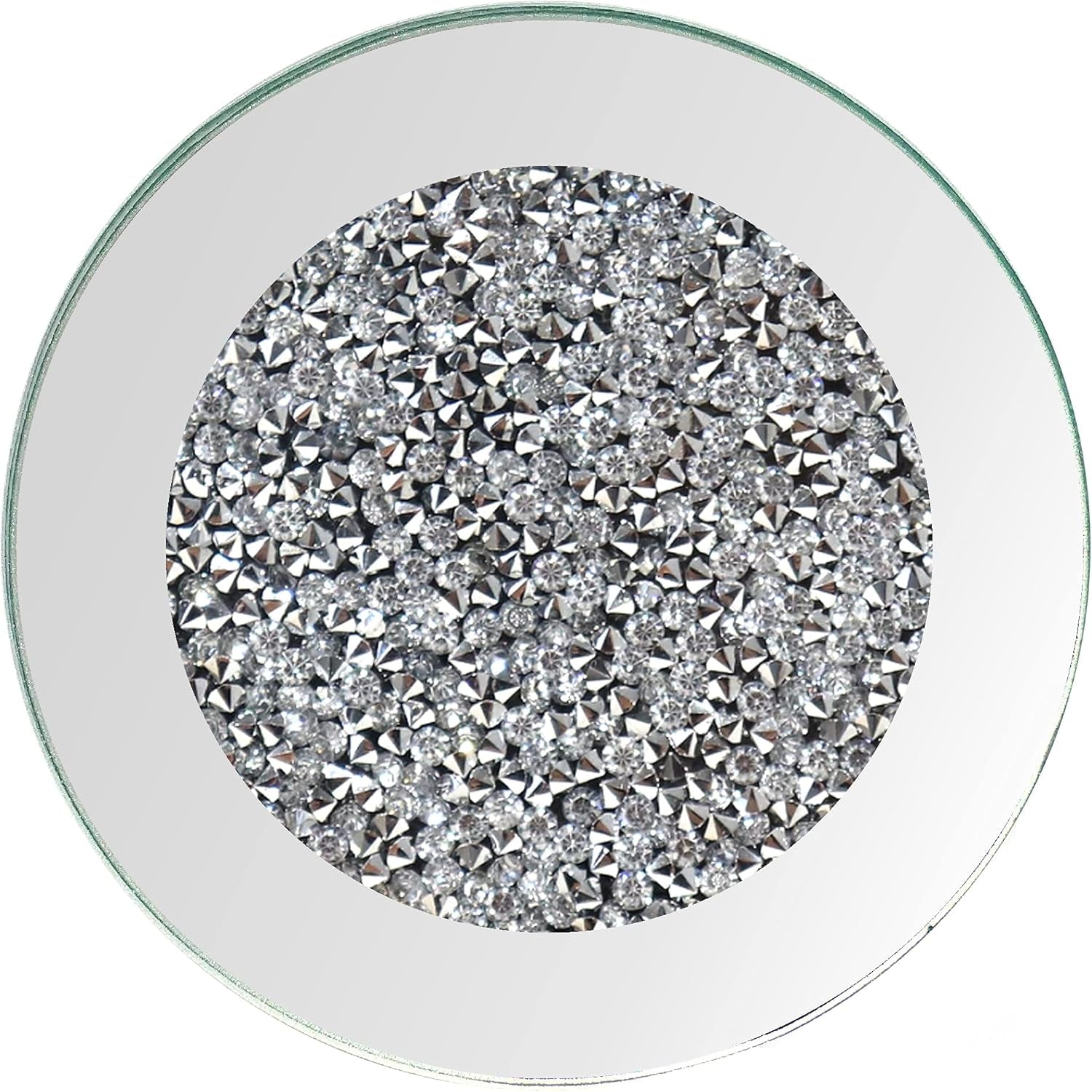 GIMORRTO Glass Mirrored Coaster 4 PC, Crushed Diamond round 4" Cup Mat Decor on Tabletop for Bar Tools Dining Table