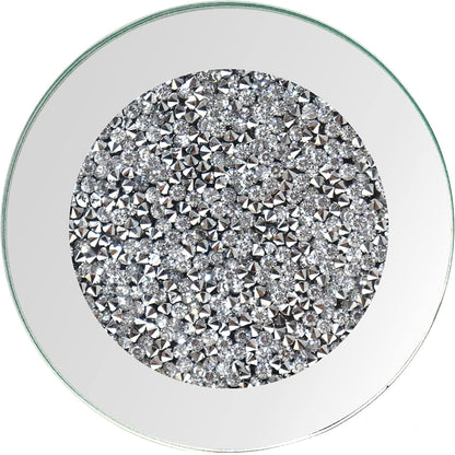GIMORRTO Glass Mirrored Coaster 4 PC, Crushed Diamond round 4" Cup Mat Decor on Tabletop for Bar Tools Dining Table