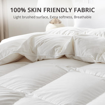 Goose down Comforter King Size All Season Duvet Insert Ultra-Soft 100% Cotton, 45OZ,650 Fill Power, Medium Warmth with Corner Tabs, White.…