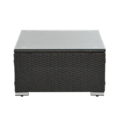 Patio Furniture, Outdoor Furniture, Seasonal PE Wicker Furniture, 7 Set Wicker Furniture with Tempered Glass Coffee Table